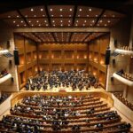 Orquesta en presentación en auditorio Julio Mario Santodomingo